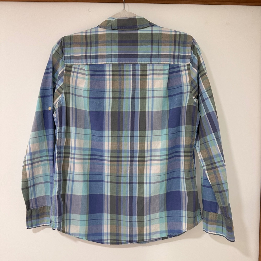 LL Bean Plaid Button Down Shirt Womens S Blue Teal 100% Cotton | Gorpcore - Picture 4 of 9